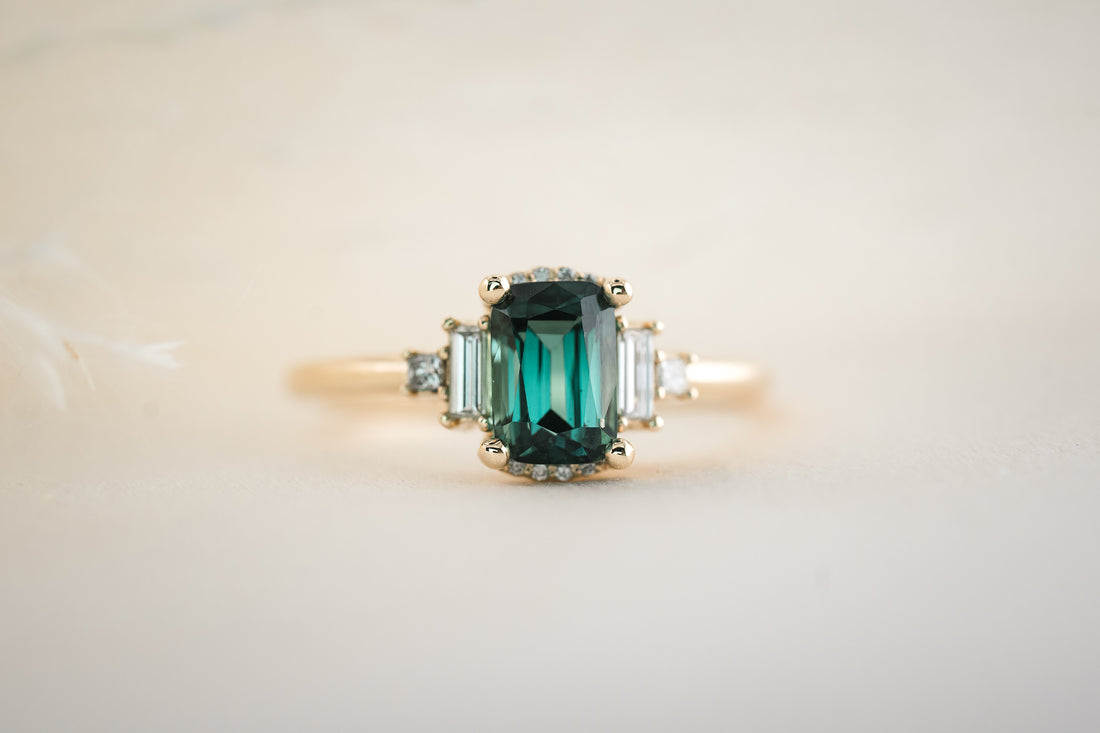 The Sura 1.38 CT Cushion Blue Tourmaline Ring - Lavender Creek Gems