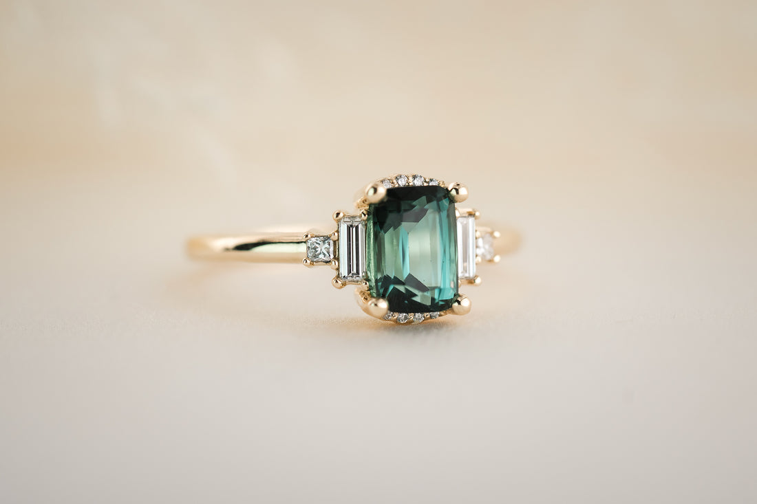 The Sura 1.38 CT Cushion Blue Tourmaline Ring - Lavender Creek Gems
