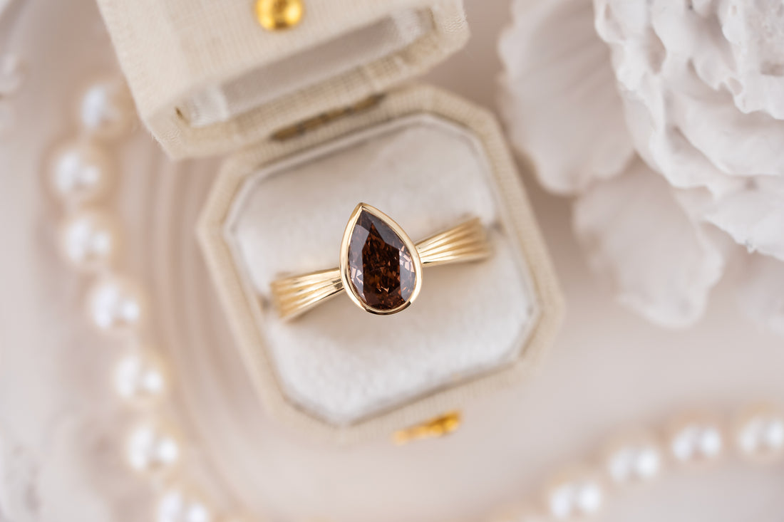 The Veil Ring | 1.42 CT Pear Brown Diamond - Lavender Creek Gems 
