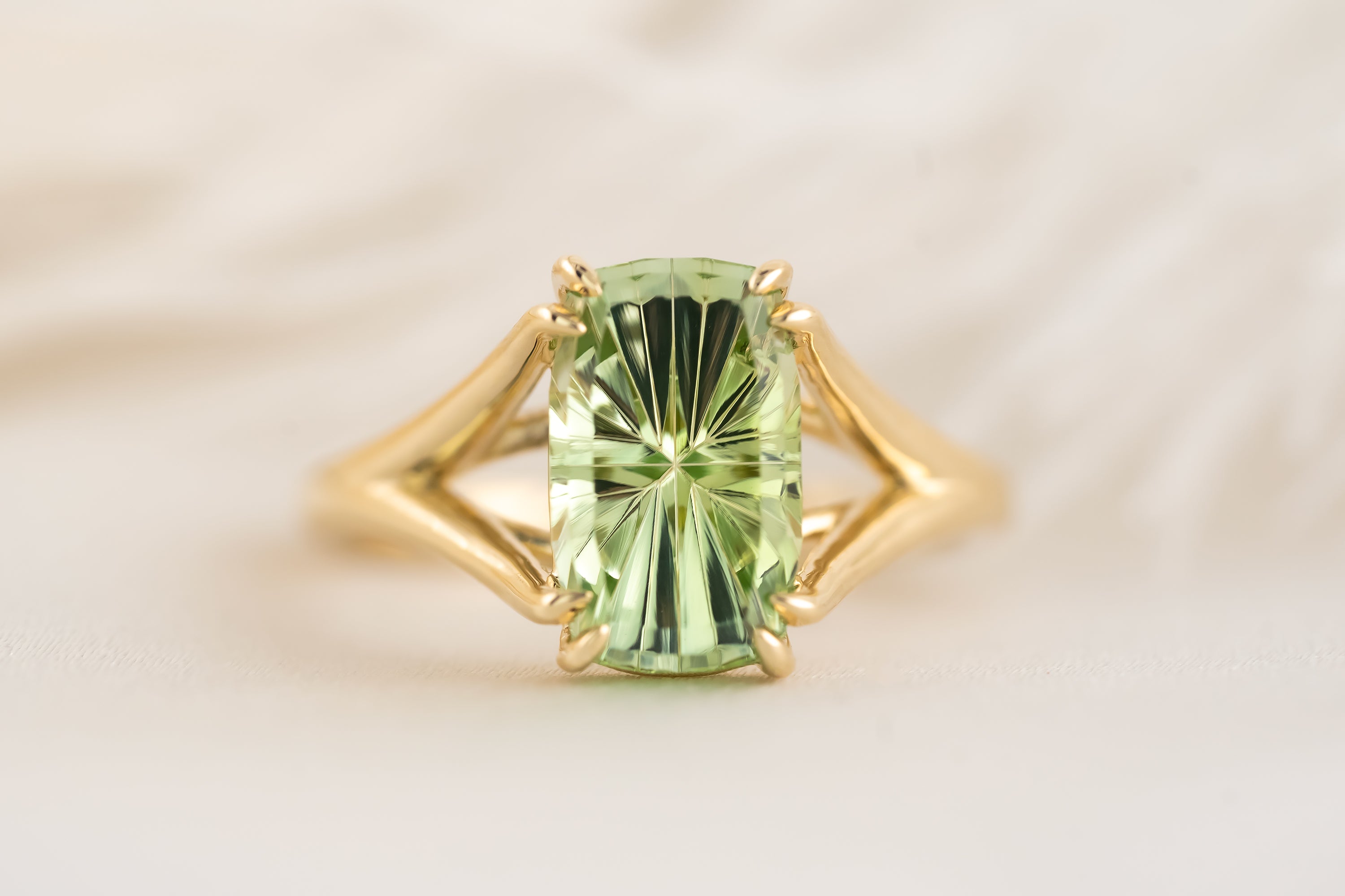 The Weaver Ring - 2.8 CT Apple Green Starbrite™ Tourmaline - Lavender Creek Gems