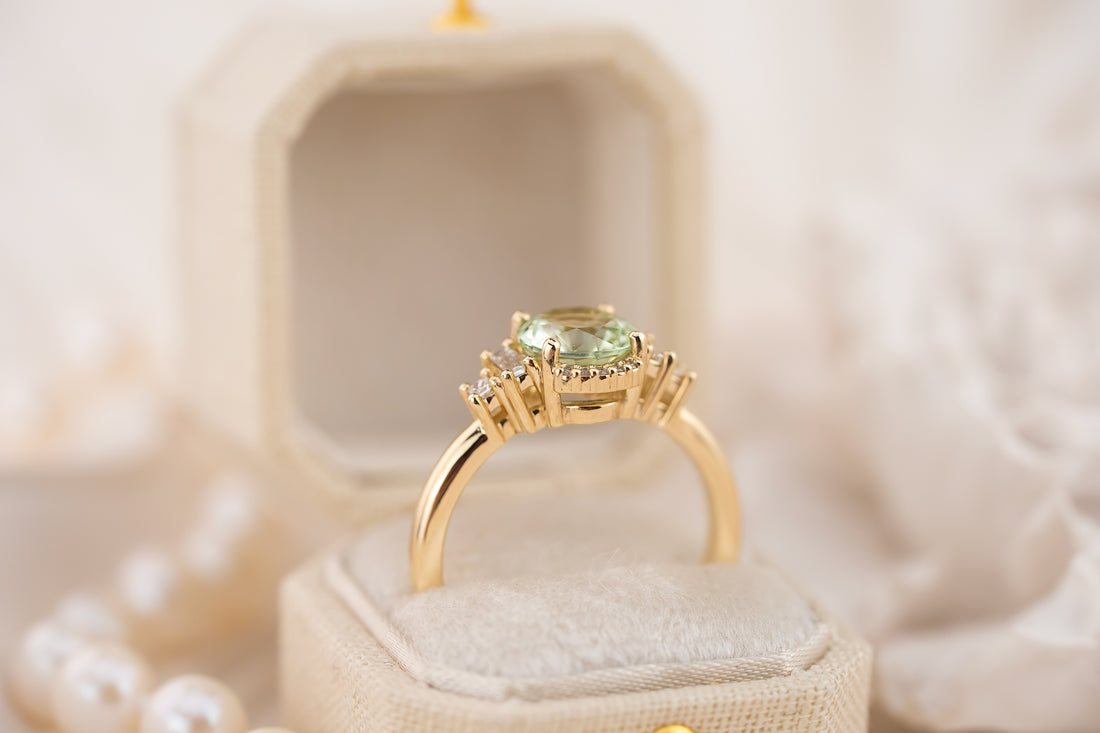 The Sura Ring | 1.25 CT Round Mint Tourmaline - Lavender Creek Gems 