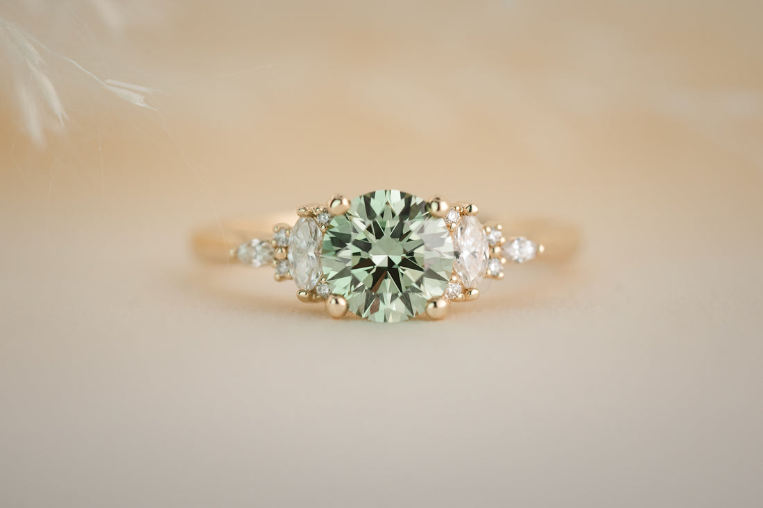 The Maeve 1 CT Round Green Diamond Ring - Lavender Creek Gems