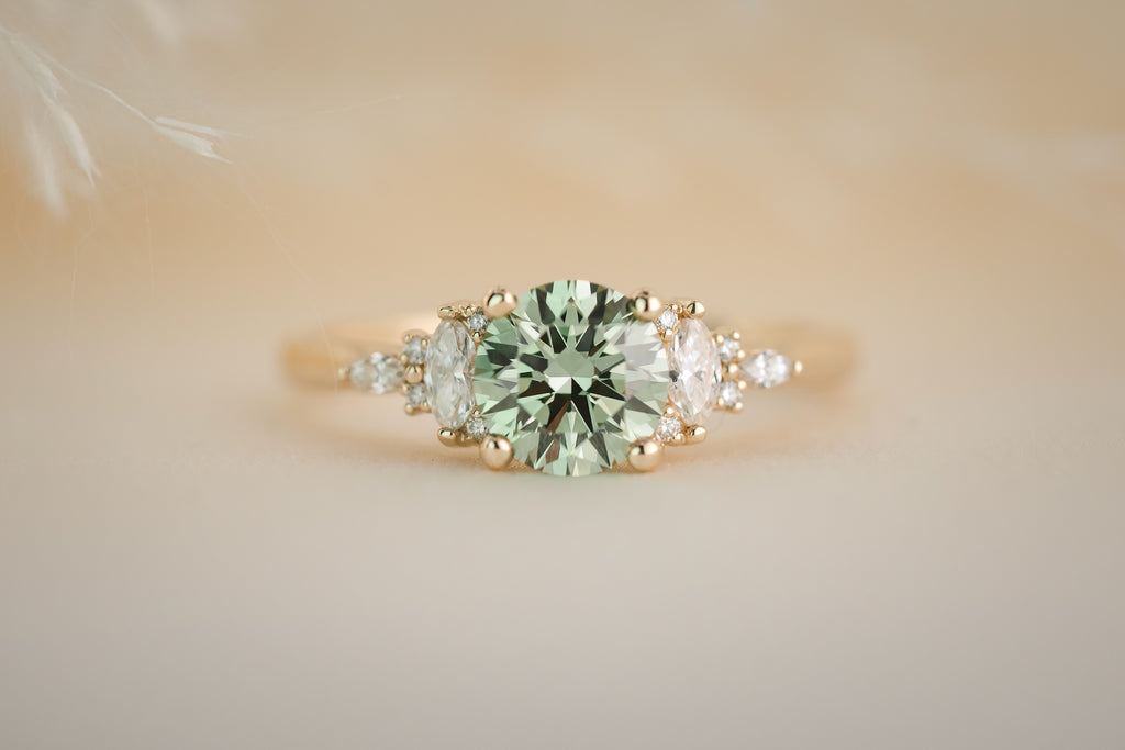 The Maeve 1 CT Round Green Diamond Ring - Lavender Creek Gems 