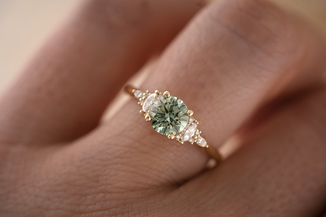 The Maeve 1 CT Round Green Diamond Ring - Lavender Creek Gems
