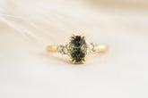 The Lyria Ring | 1.28 CT Radiant Green Tourmaline - Lavender Creek Gems 