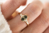 The Lyria Ring | 1.28 CT Radiant Green Tourmaline - Lavender Creek Gems 