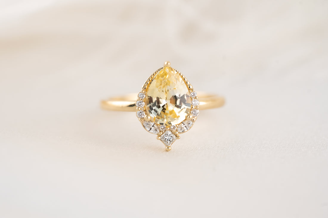 The Charlotte Ring - 1.8 CT Pear Yellow Sapphire - Lavender Creek Gems