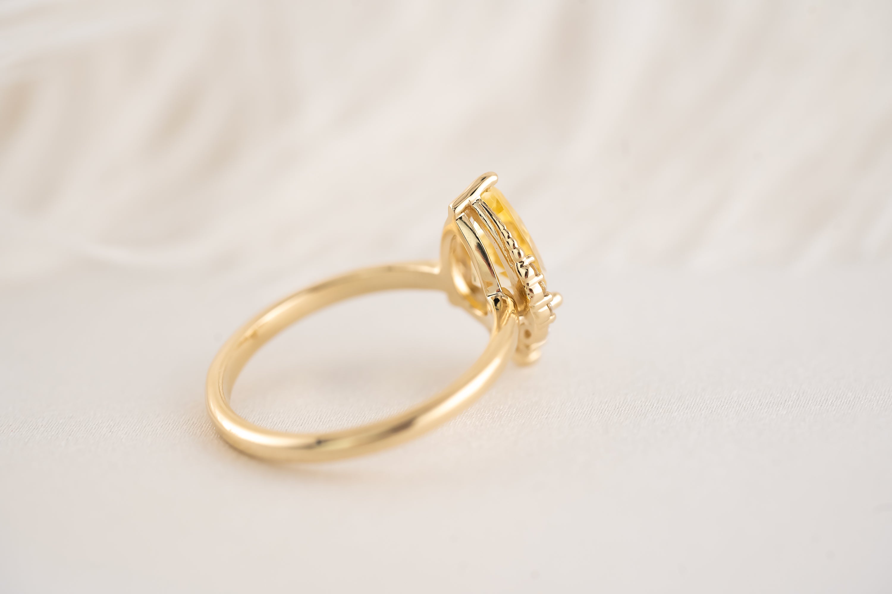 The Charlotte Ring - 1.8 CT Pear Yellow Sapphire - Lavender Creek Gems 