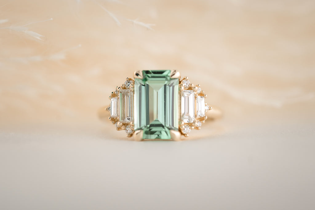 The Soleil 2.6 CT Emerald Cut Lagoon Blue Tourmaline Ring - Lavender Creek Gems 