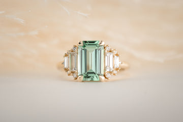 The Soleil 2.6 CT Emerald Cut Lagoon Blue Tourmaline Ring - Lavender Creek Gems 