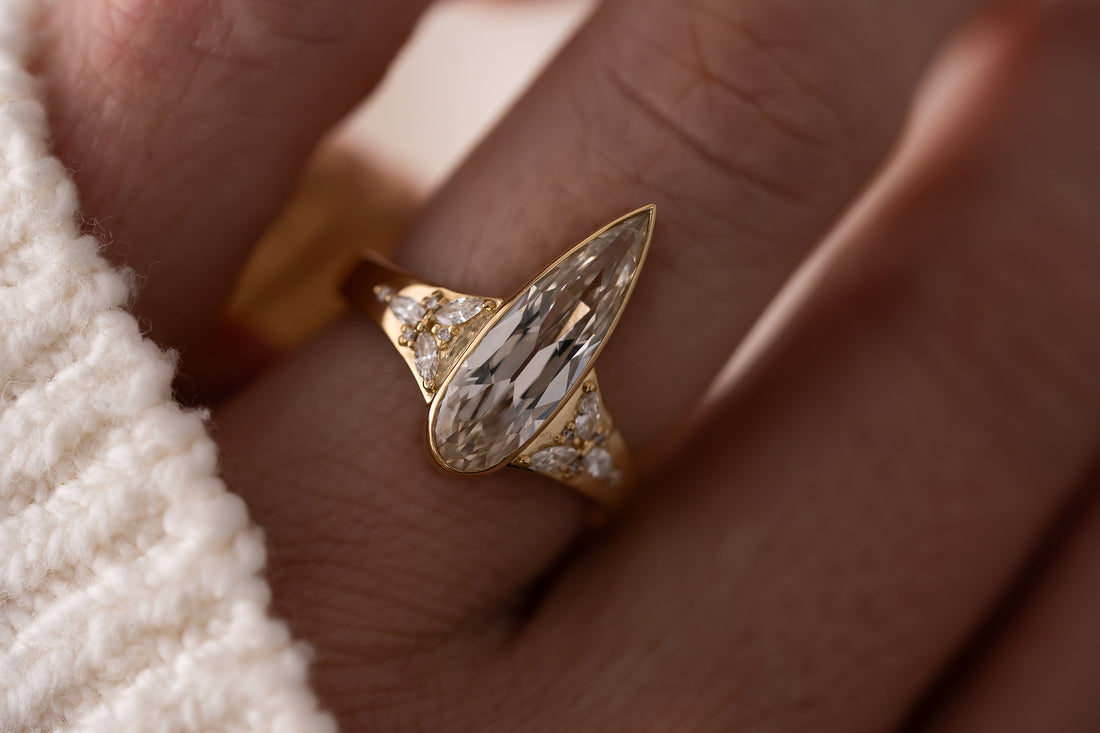 The Daylight Ring | 2.04 CT Elongated Pear Cut Champagne Diamond