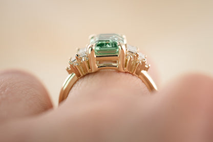 The Soleil 2.6 CT Emerald Cut Lagoon Blue Tourmaline Ring - Lavender Creek Gems 