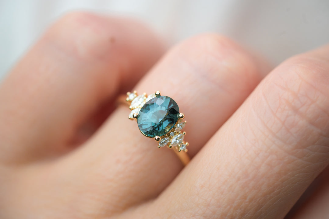 The Phyrra 2.3 Teal Sapphire Ring