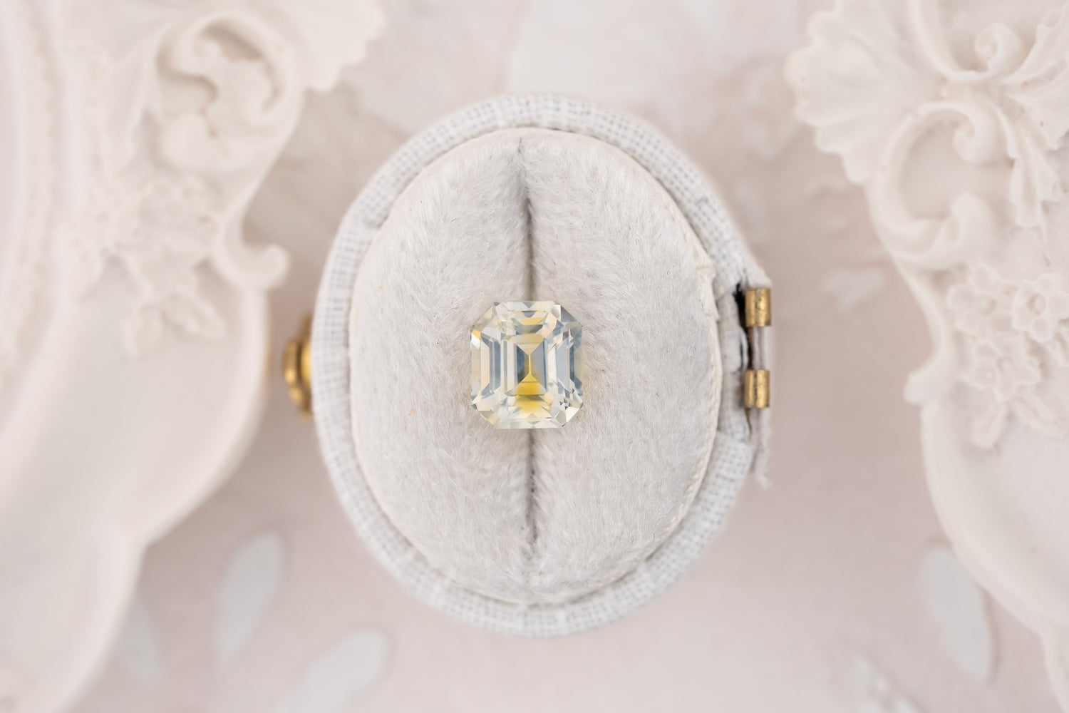 2.96 CT Emerald Cut Silky Bicolor White Sapphire - Lavender Creek Gems 