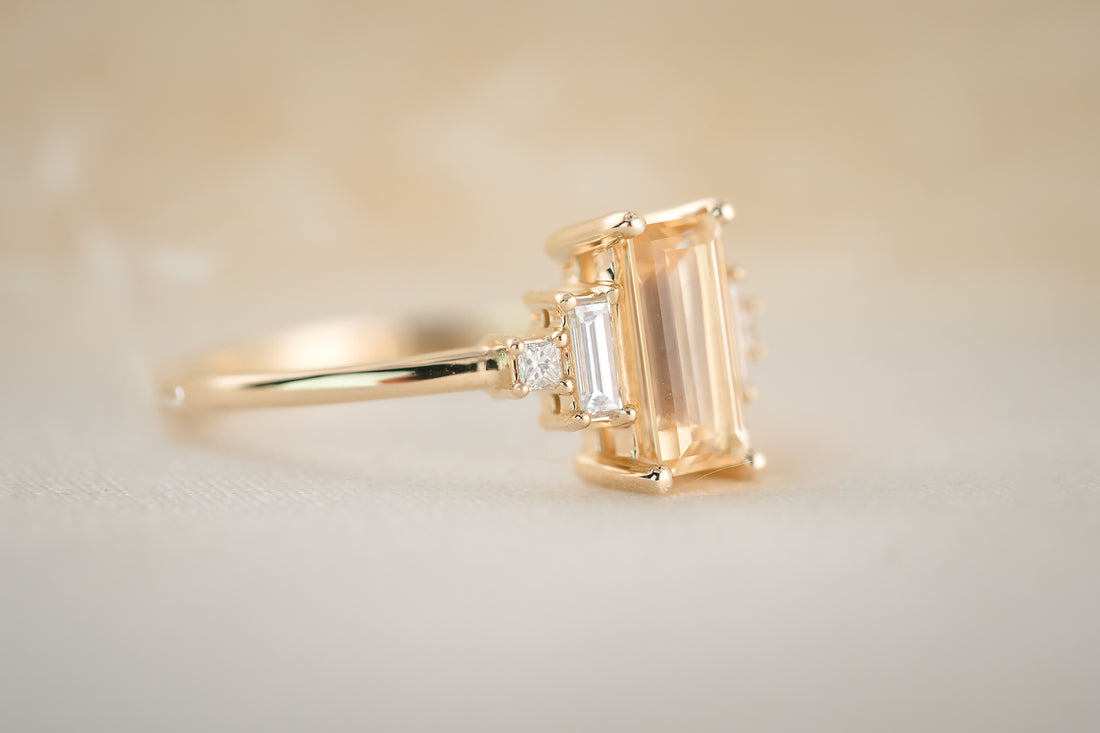 The Mira 1.1 CT Emerald Cut Yellow Sapphire Ring - Lavender Creek Gems 