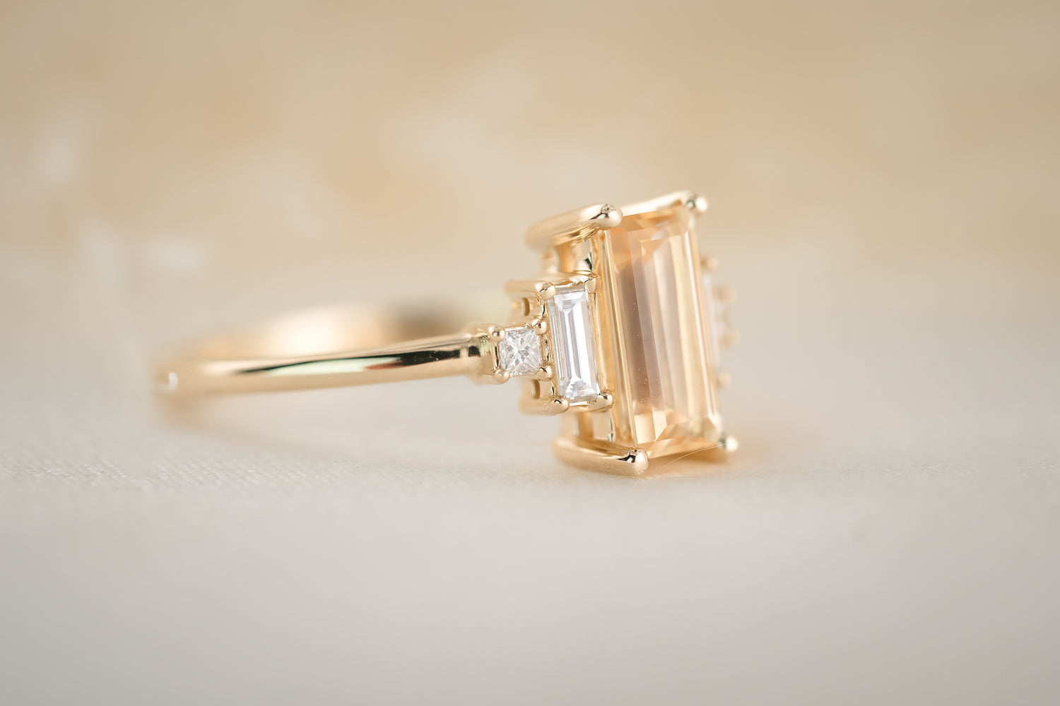 The Mira 1.1 CT Emerald Cut Yellow Sapphire Ring - Lavender Creek Gems 