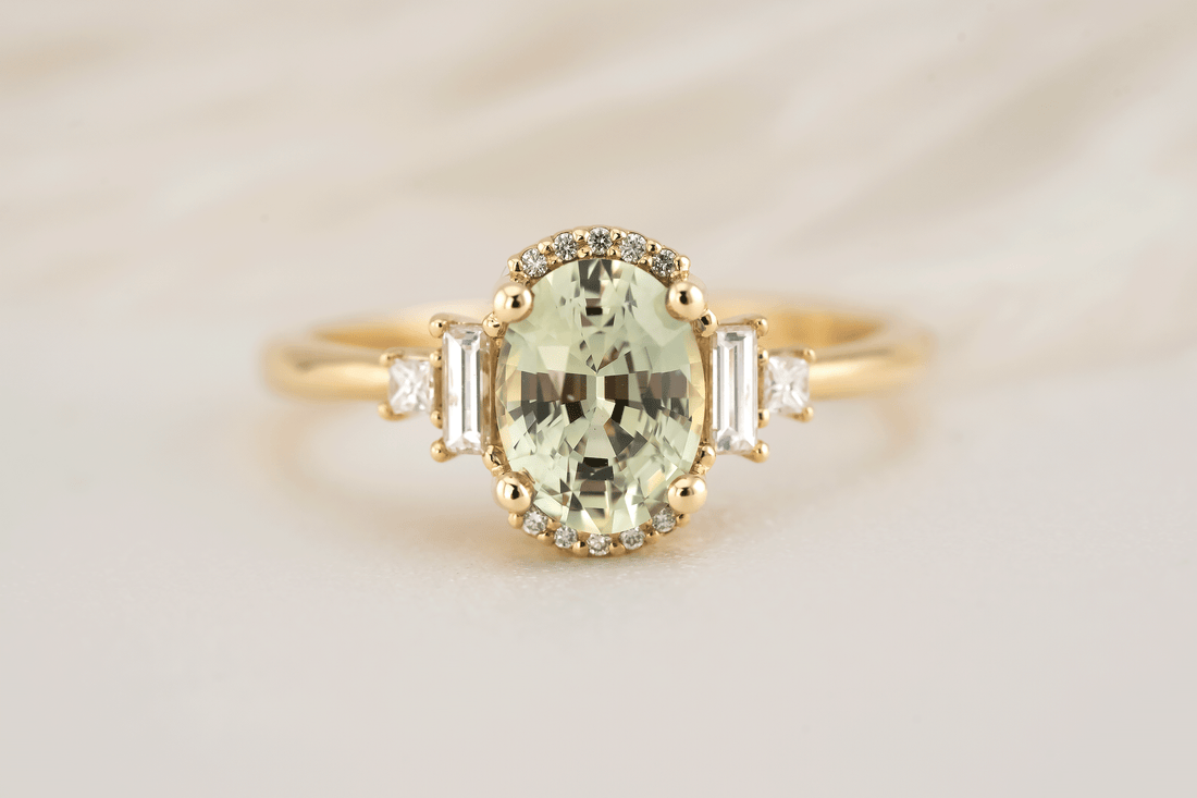 The Sura Ring | 1.7 CT Oval Mint Sapphire - Lavender Creek Gems