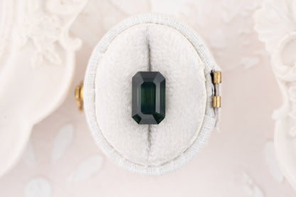 4.49 CT Emerald Cut Deep Teal Bicolor Sapphire - Lavender Creek Gems 