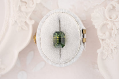 3.99 CT Emerald Cut Bicolor Deep Green Sapphire - Lavender Creek Gems 