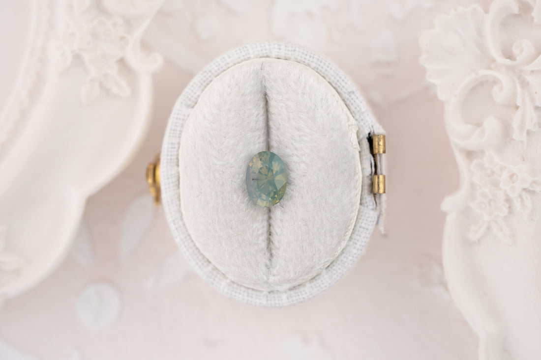 1.11 CT Oval Opalescent Teal Blue Sapphire - Lavender Creek Gems 