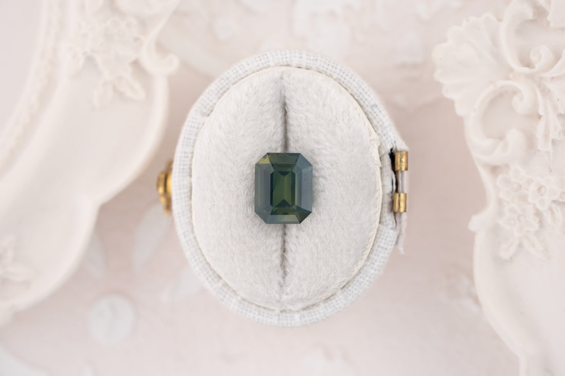 2.54 CT Emerald Cut Opalescent Deep Teal Sapphire - Lavender Creek Gems 