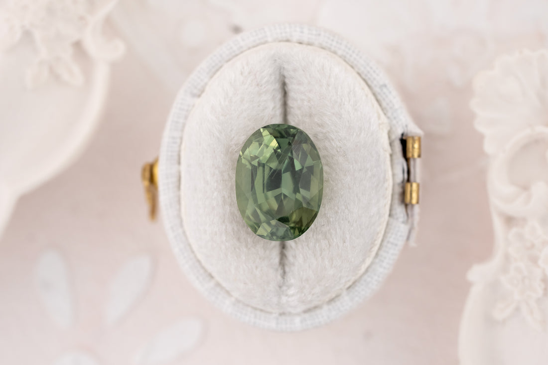 7 CT Oval Green Sapphire - Lavender Creek Gems 