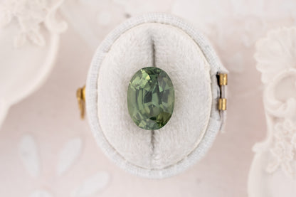 7 CT Oval Green Sapphire - Lavender Creek Gems 