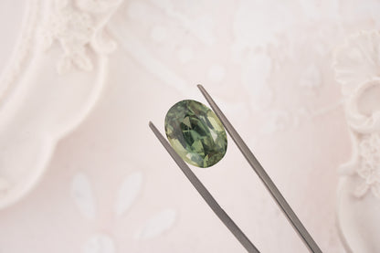 7 CT Oval Green Sapphire - Lavender Creek Gems 