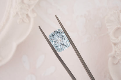 4.78 CT Cushion Starbrite™ Aquamarine - Lavender Creek Gems 