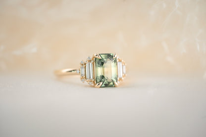 The Soleil 2.6 CT Bi-color Green Sapphire Ring - Lavender Creek Gems 
