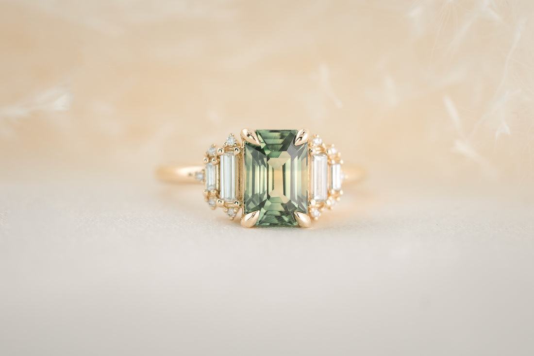 The Soleil 2.6 CT Bi-color Green Sapphire Ring - Lavender Creek Gems