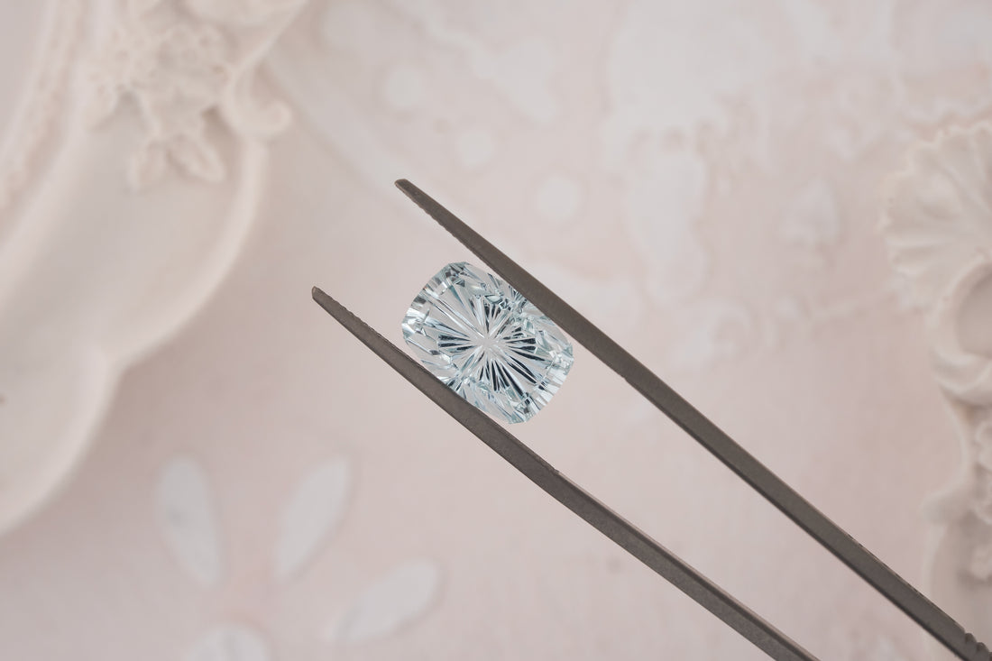 3.65 CT Cushion Starbrite™ Aquamarine - Lavender Creek Gems 