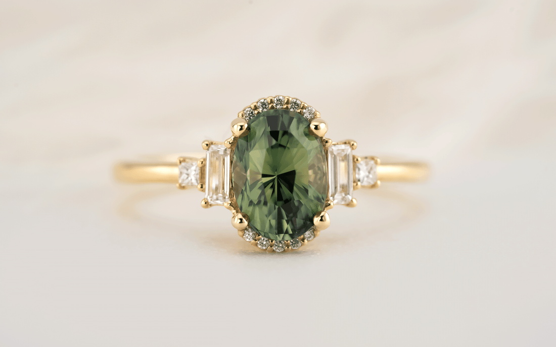 The Sura Ring | 1.81 CT Oval Green Sapphire - Lavender Creek Gems