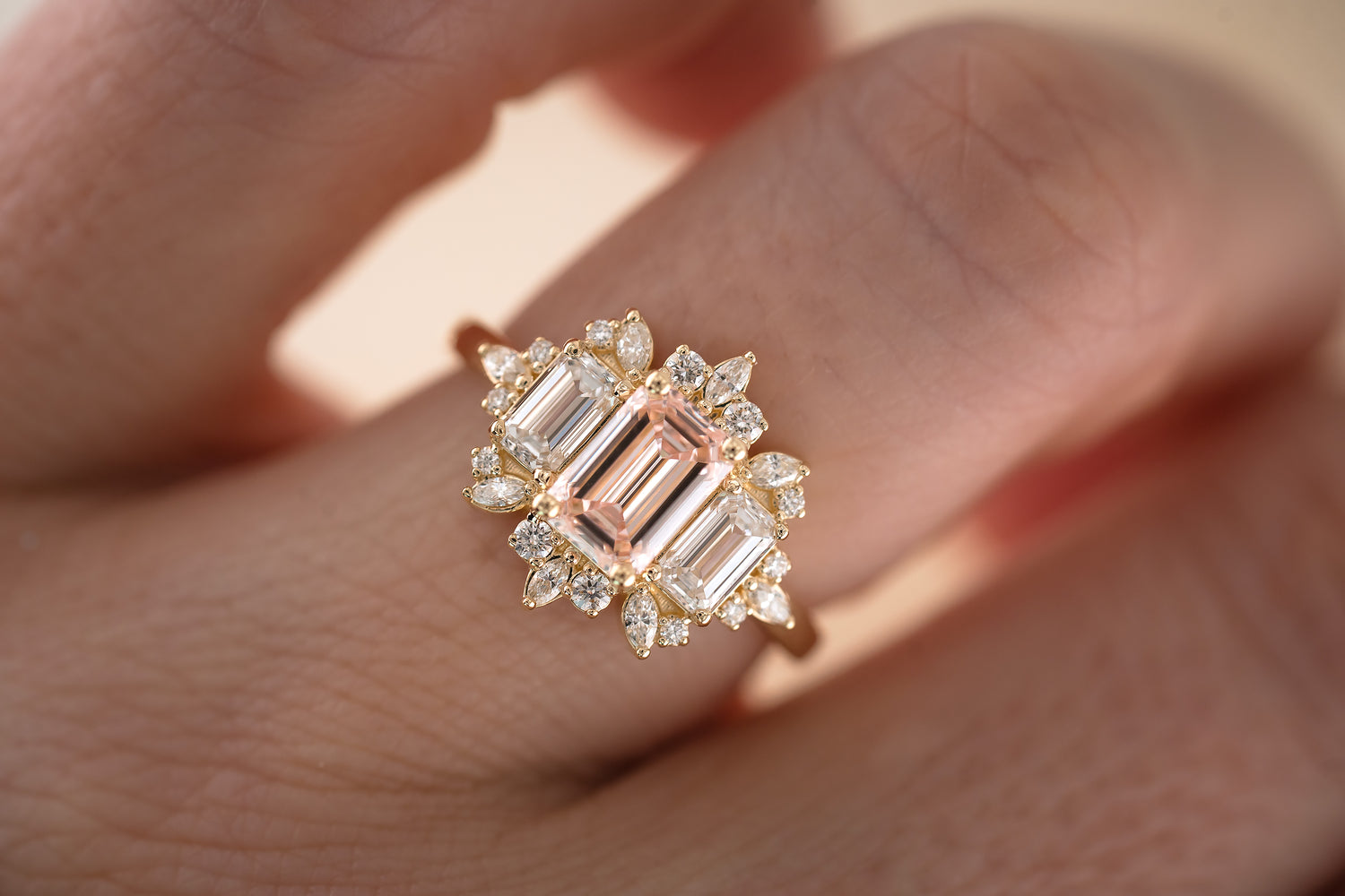 The Marial Ring | 1.21 CT Emerald Cut Pink Diamond - Lavender Creek Gems 