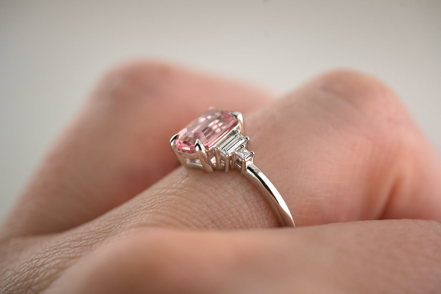 The Mira Ring | 1.62 CT Emerald Cut Pink Tourmaline - Lavender Creek Gems 