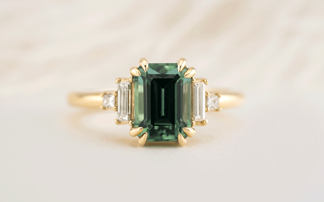 The Mira Ring | 2.28 CT Emerald Cut Lagoon Tourmaline - Lavender Creek Gems