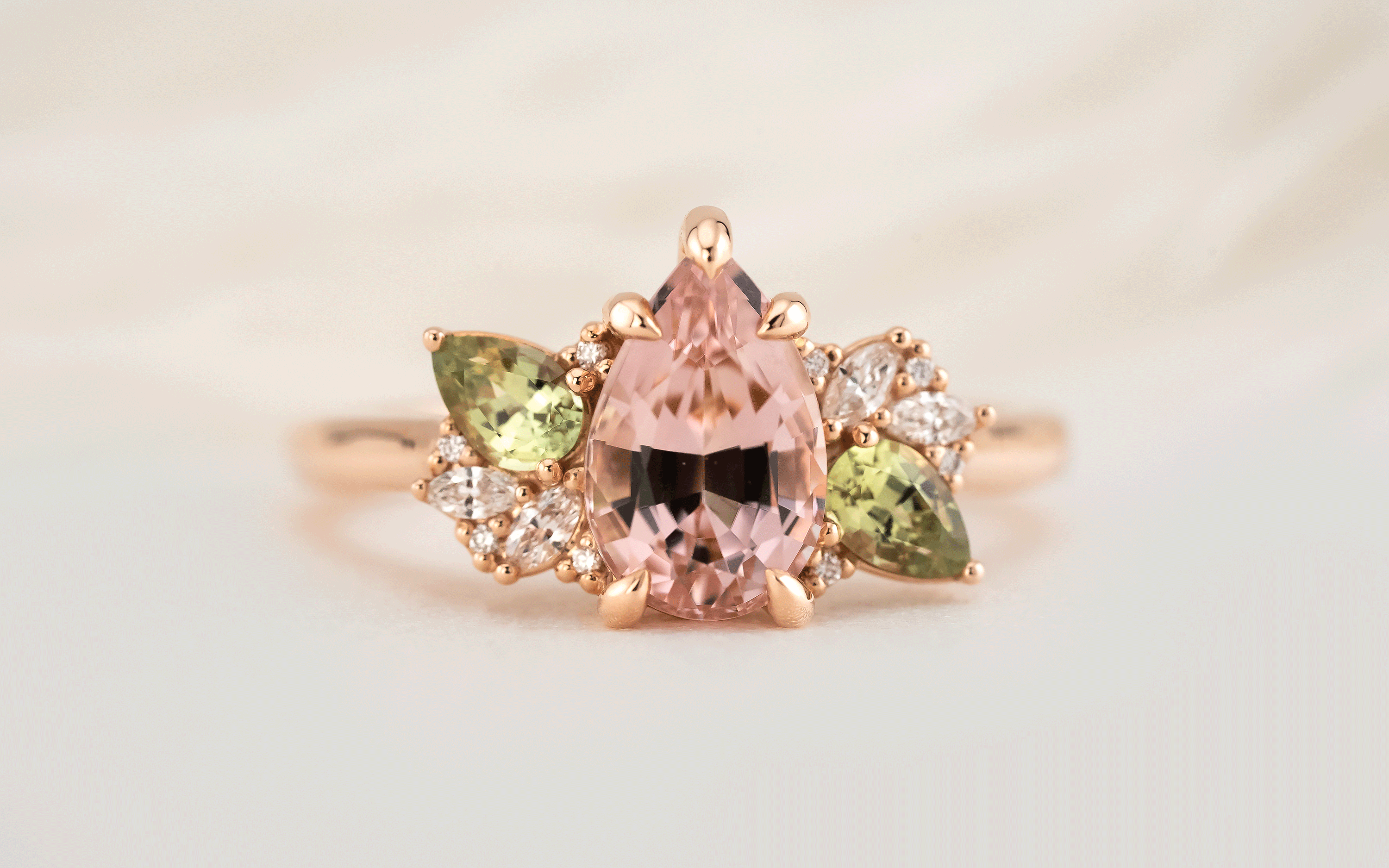The Fleur Ring | 1.8 CT Pear Pink Tourmaline - Lavender Creek Gems 