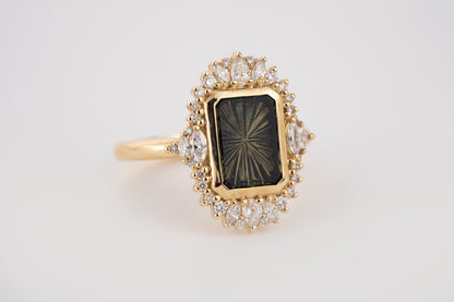 The Ethereal Ring | 2.69 CT Rectangular Starbrite™ Dark Green Bicolor Australian Sapphire - Lavender Creek Gems 