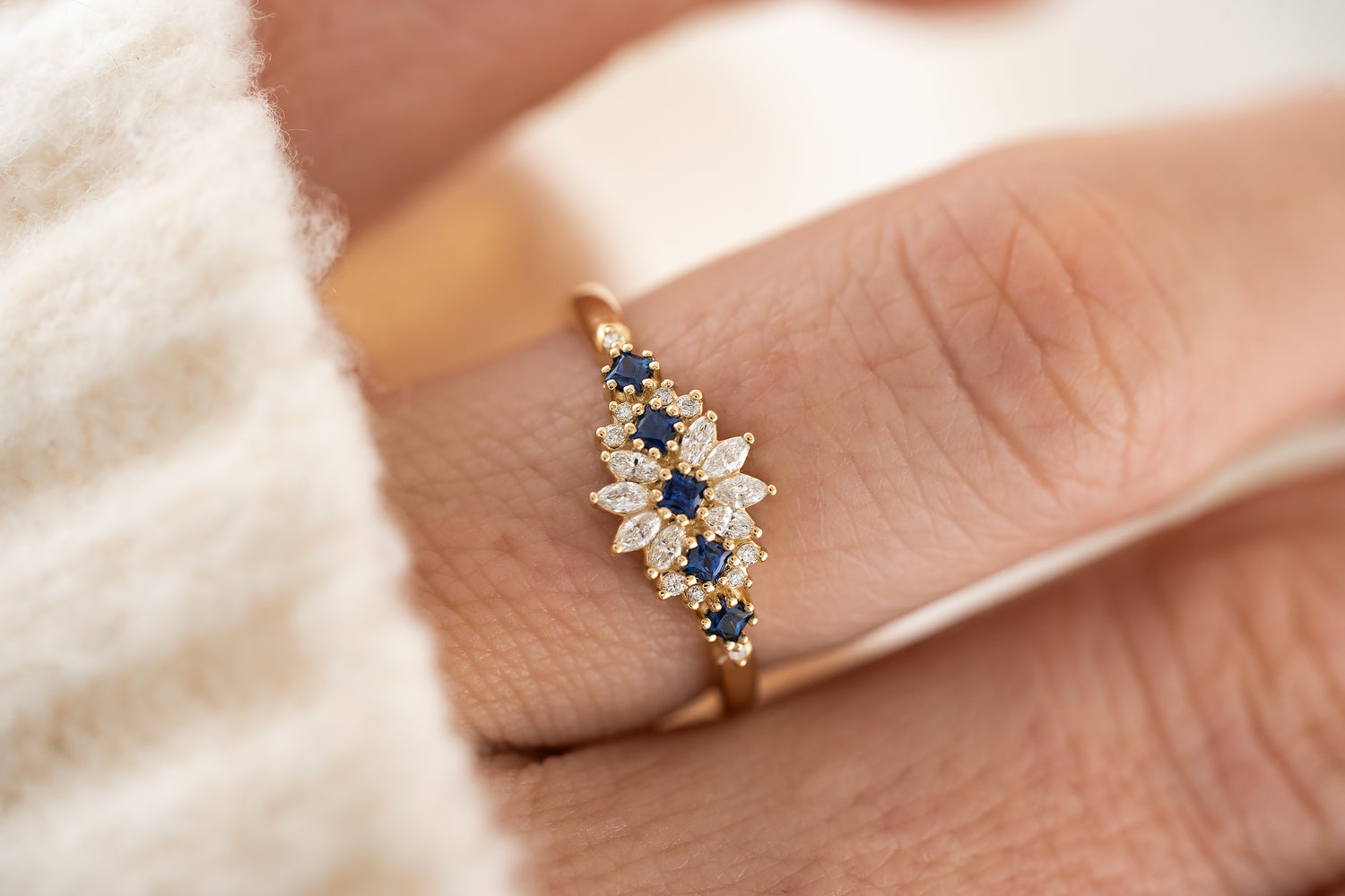 The Dahlia Ring | Royal Blue Sapphire