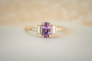 The Mira 0.97 CT Emerald Cut Purple Sapphire Ring - Lavender Creek Gems 