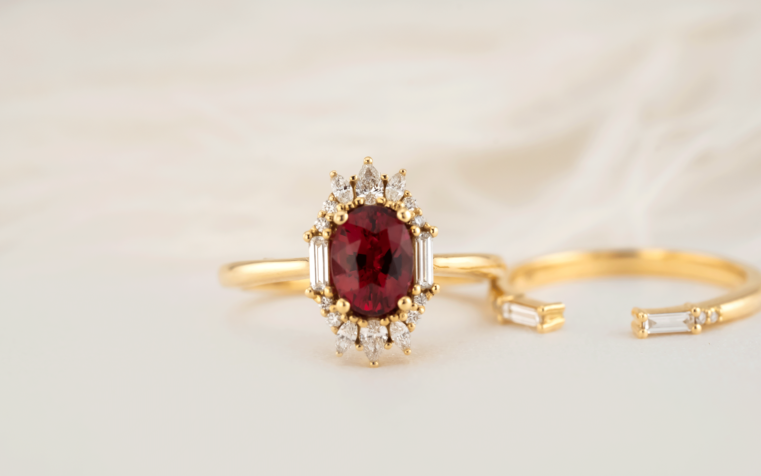 The Georgia Wedding Set | 1.54 CT Mozambique Ruby - Lavender Creek Gems 