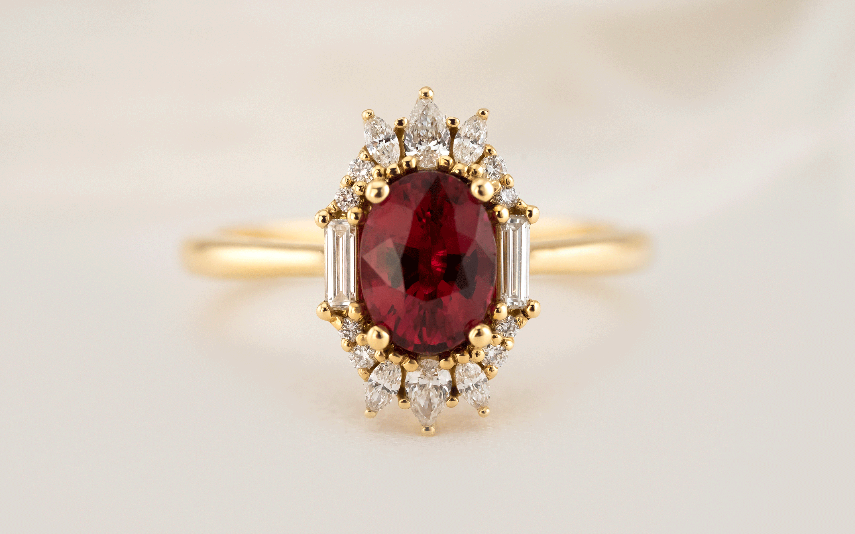 The Georgia Wedding Set | 1.55 CT Mozambique Ruby - GIA Certified