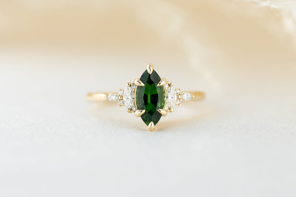 The Maeve 1 CT Marquise Chrome Tourmaline Ring - Lavender Creek Gems 