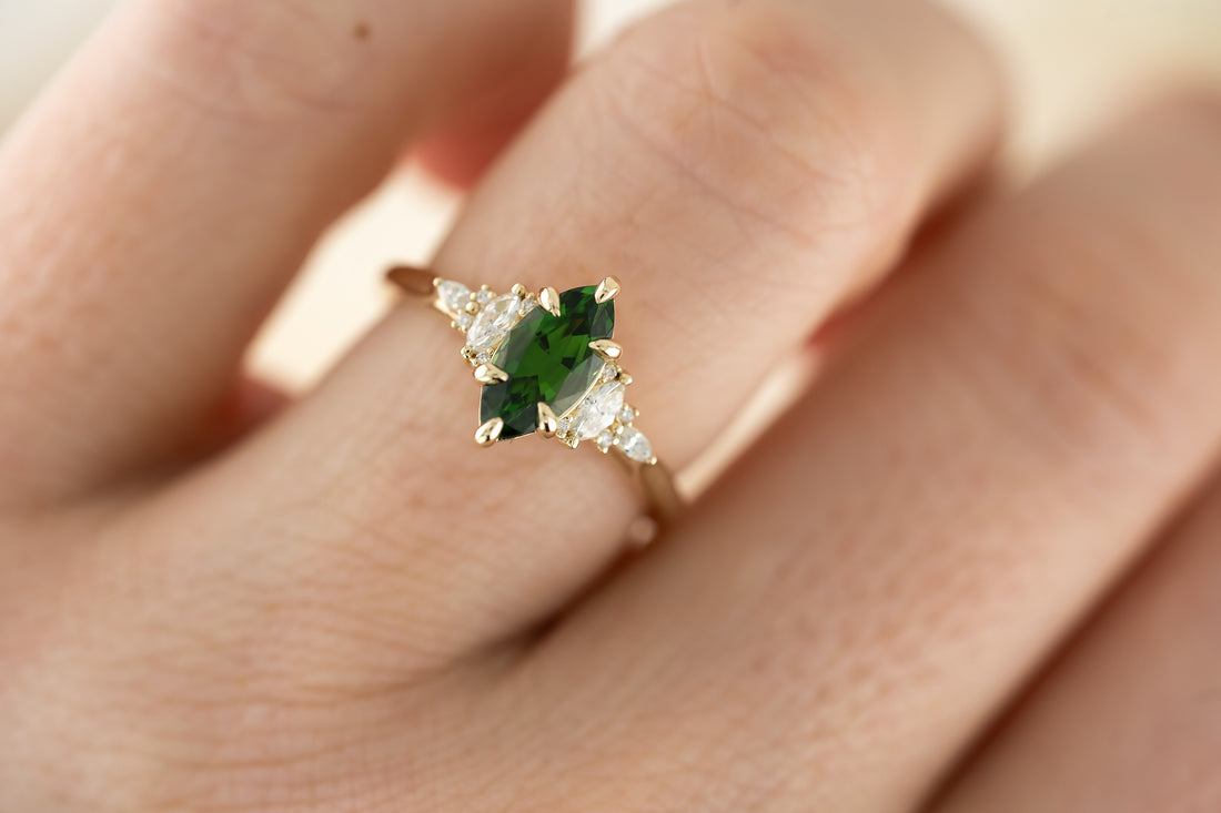 The Maeve 1 CT Marquise Chrome Tourmaline Ring - Lavender Creek Gems 