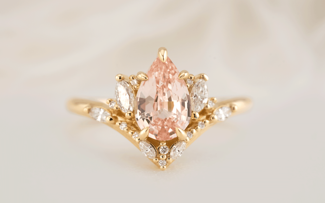 The Aurora Ring | 2.04 CT Pear Padparadscha Sapphire - Lavender Creek Gems