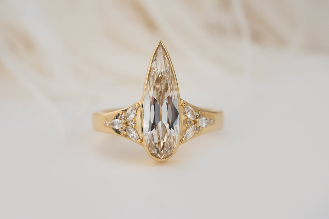 The Daylight Ring | 2.04 CT Elongated Pear Cut Champagne Diamond
