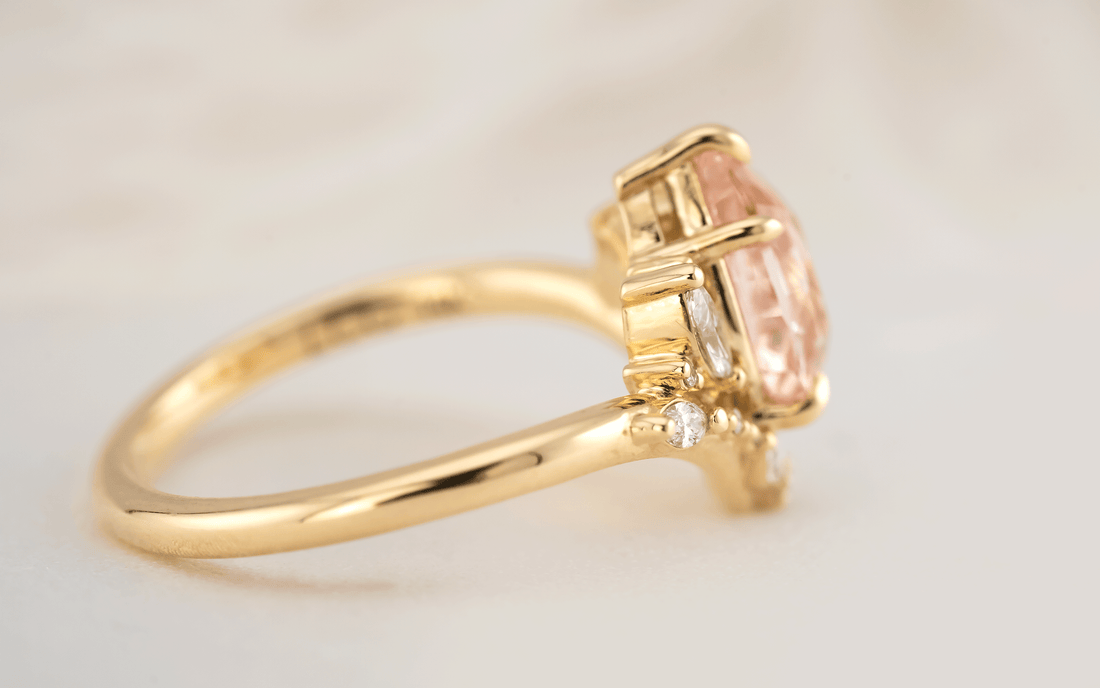 The Aurora Ring | 2.04 CT Pear Padparadscha Sapphire - Lavender Creek Gems