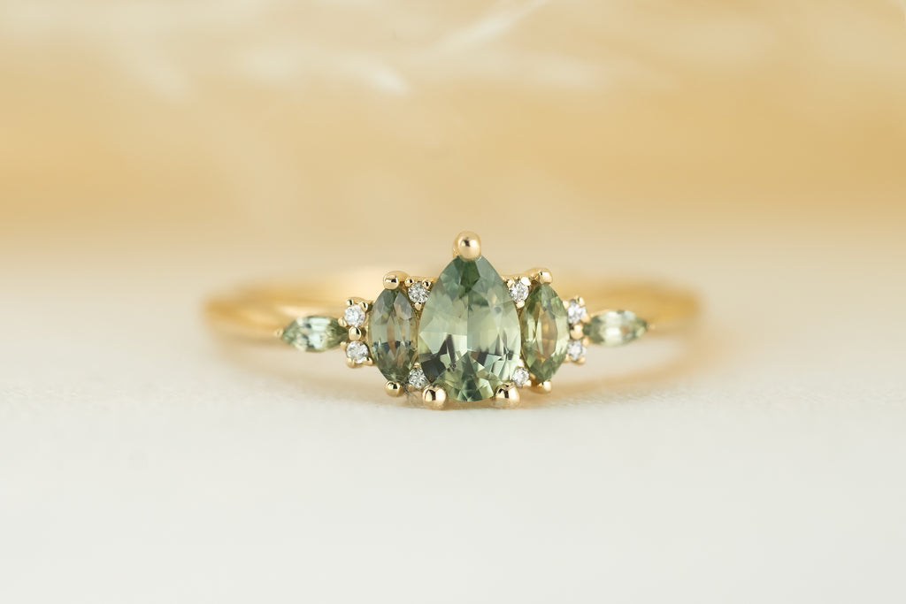 The Mini Maeve - Green Pear Sapphire - Lavender Creek Gems 