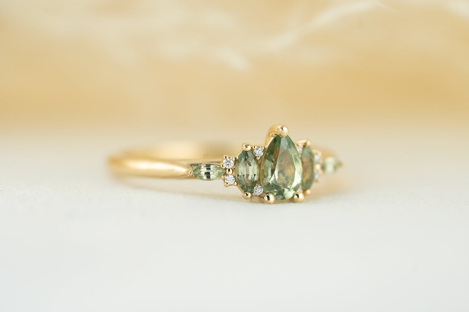 The Mini Maeve - Green Pear Sapphire - Lavender Creek Gems 