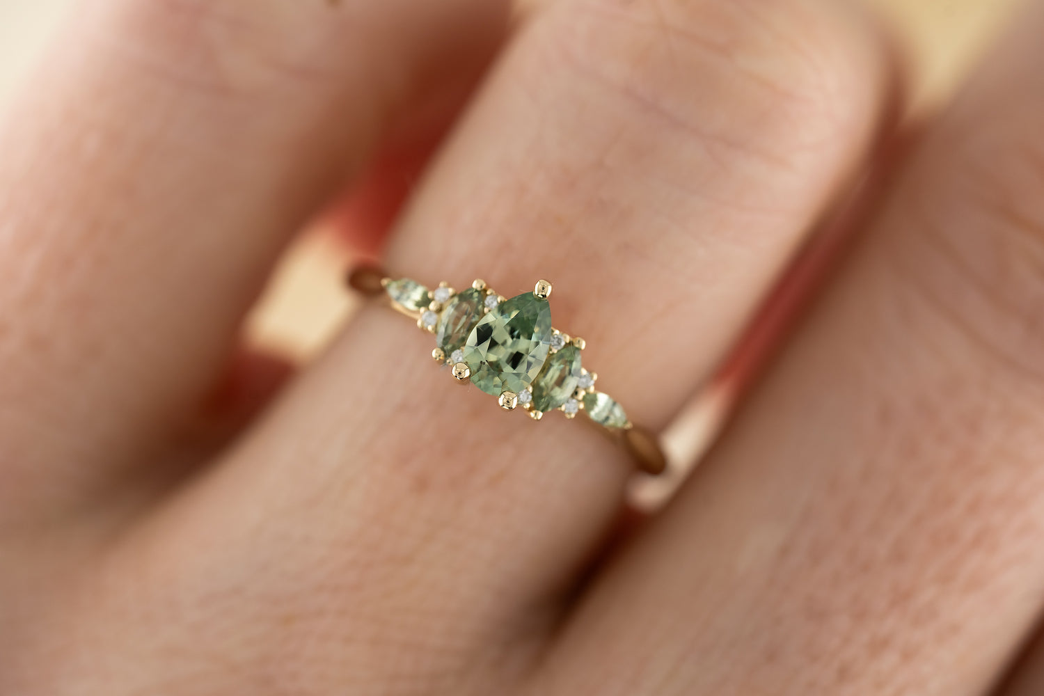 The Mini Maeve - Green Pear Sapphire - Lavender Creek Gems 